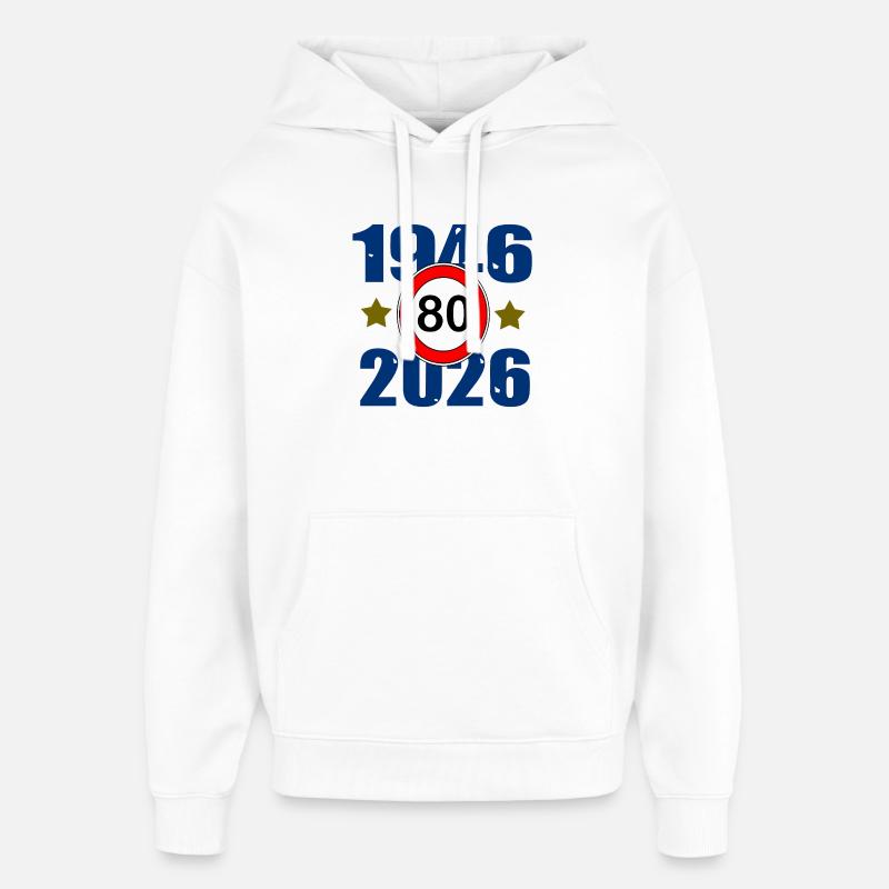 80e anniversaire 1946–2026 - Sweat à capuche unisexe Stanley/Stella Oversized - blanc