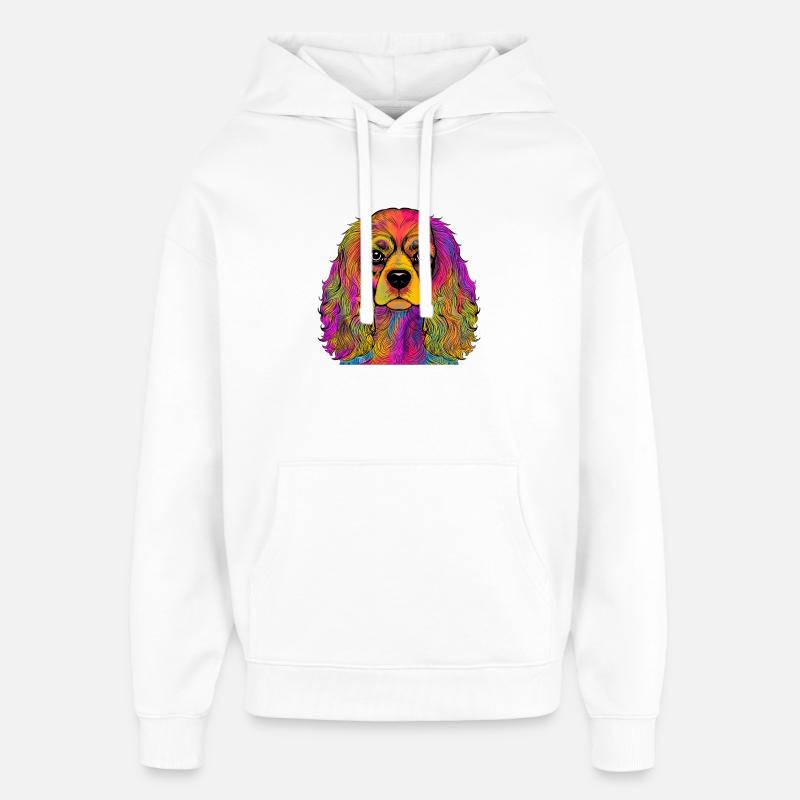Cavalier King Charles Spaniel - Sweat à capuche unisexe Stanley/Stella Oversized - blanc