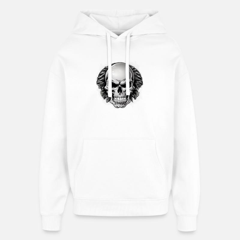 Schädel mit Lorbeer Gothic Tattoo - Oversized Unisex Hoodie von Stanley/Stella - Weiß