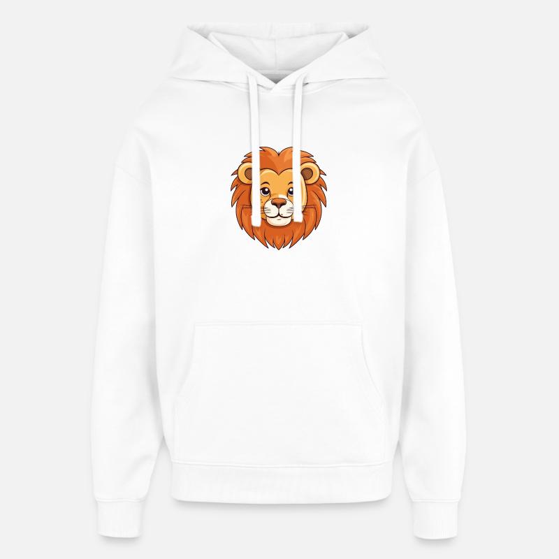 Caricature de la tête de lion - Sweat à capuche unisexe Stanley/Stella Oversized - blanc