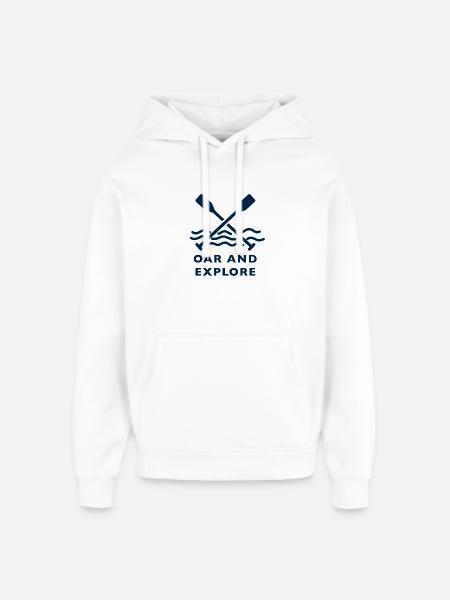 Art en ligne Oar and Explore - Aventure en kayak - Sweat à capuche unisexe Stanley/Stella Oversized - blanc