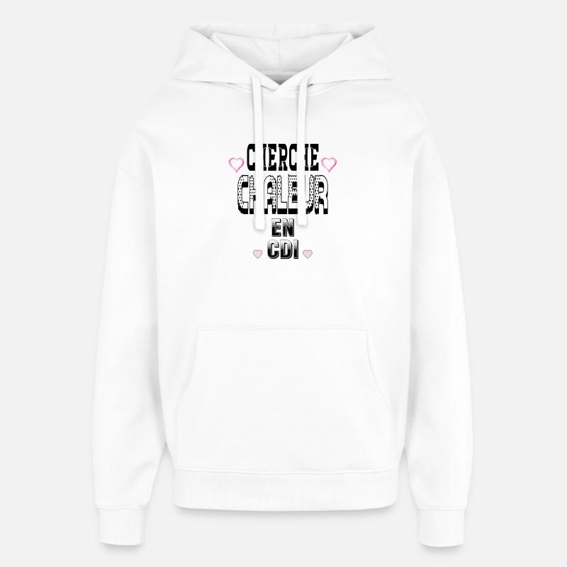 Cherche Chaleur en CDI - Sweat à capuche unisexe Stanley/Stella Oversized - blanc