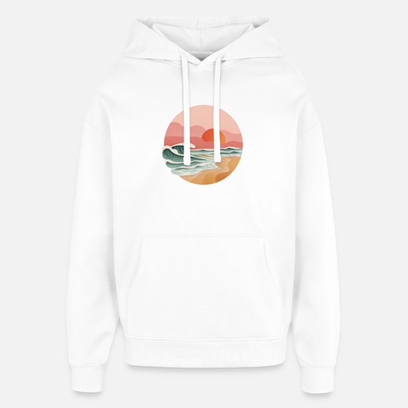 Océan et surf – Passion vagues et Liberté - Sweat à capuche unisexe Stanley/Stella Oversized - blanc