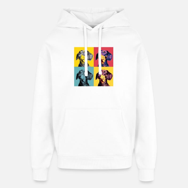 Quad Pop Art Teckel - Sweat à capuche unisexe Stanley/Stella Oversized - blanc