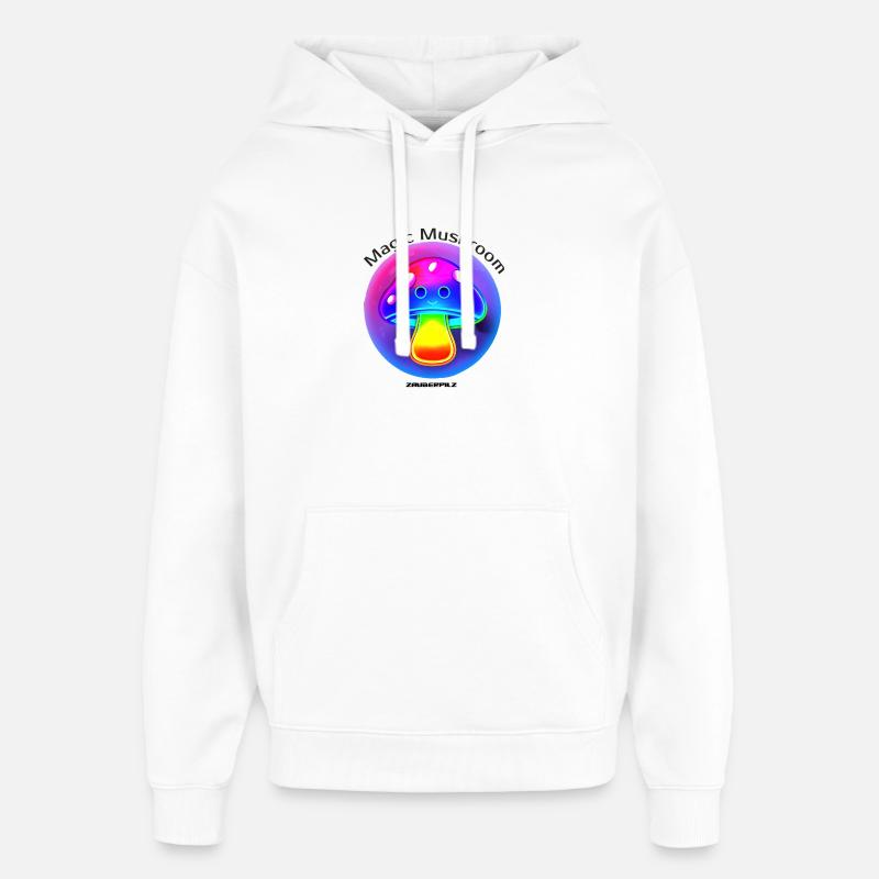 Néon Arc-en-ciel Champignon Lumineux - Sweat à capuche unisexe Stanley/Stella Oversized - blanc