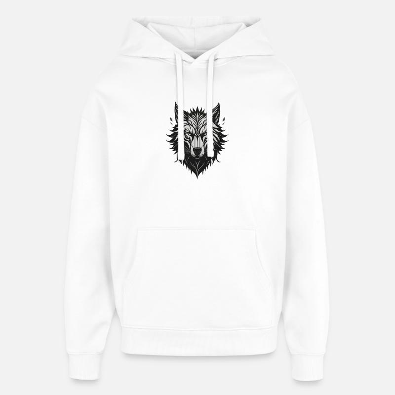 Night Stylized Wolf - Oversized Unisex Hoodie by Stanley/Stella - white