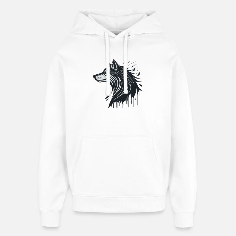Loup spectral  - Sweat à capuche unisexe Stanley/Stella Oversized - blanc