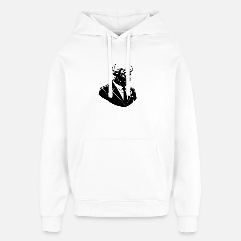 Taureau en costume – Motif d’animal d’affaires - Sweat à capuche unisexe Stanley/Stella Oversized - blanc