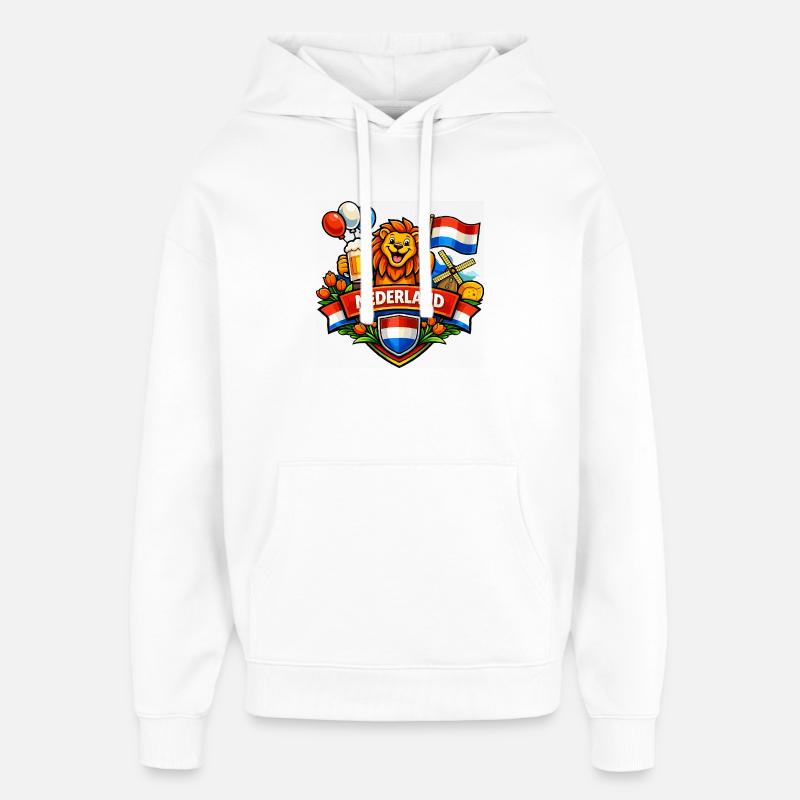 Logo joyeux de Holland - Sweat à capuche unisexe Stanley/Stella Oversized - blanc