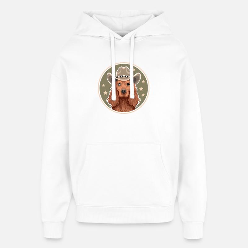 Cocker Spaniel Cowboy - Sweat à capuche unisexe Stanley/Stella Oversized - blanc