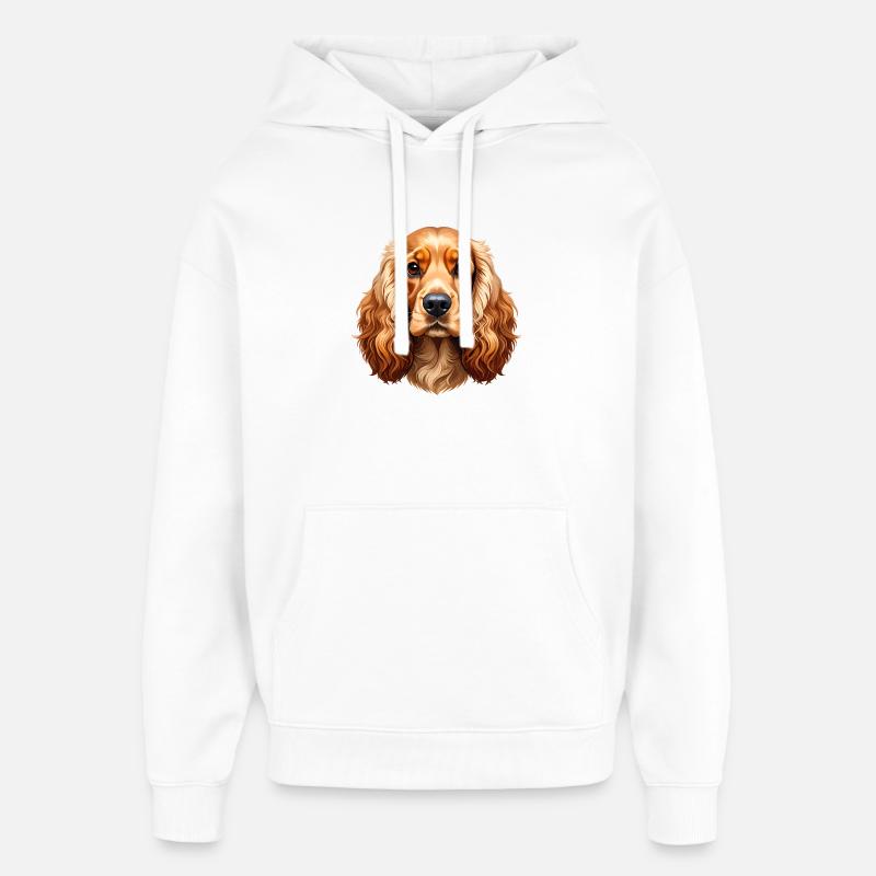 Cocker Spaniel - Sweat à capuche unisexe Stanley/Stella Oversized - blanc