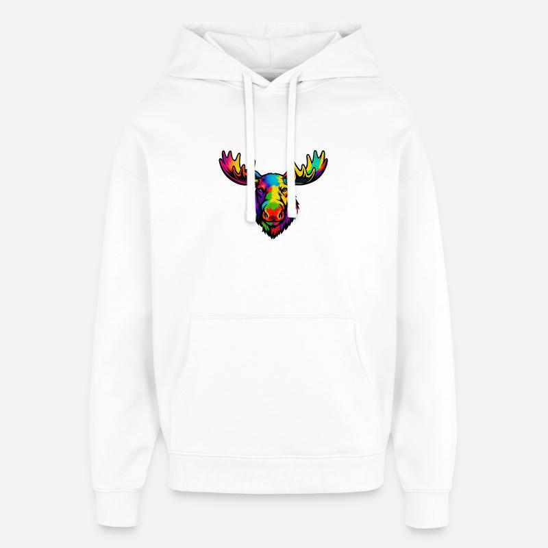 Der Kopf des Regenbogenelchs - Oversized Unisex Hoodie von Stanley/Stella - Weiß