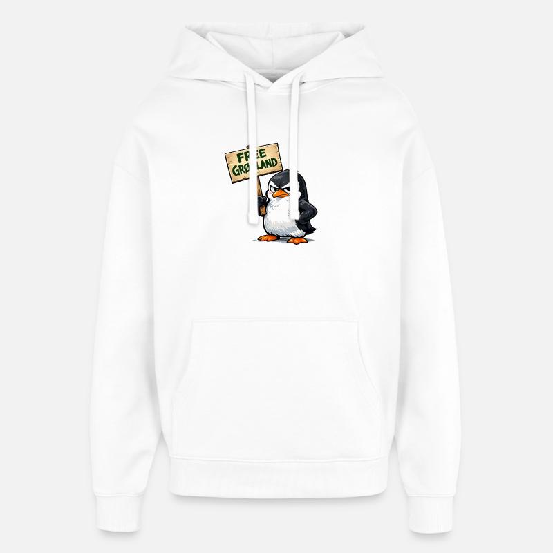 Logo t-shirt Penguin Protest Free Greenland - Sweat à capuche unisexe Stanley/Stella Oversized - blanc