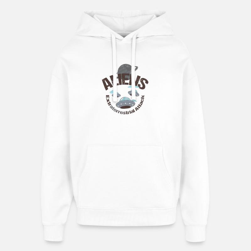 Rencontres extraterrestres : dirigeables extraterrestres - Sweat à capuche unisexe Stanley/Stella Oversized - blanc