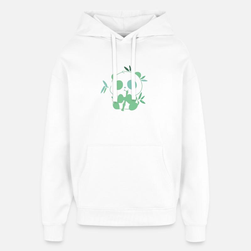 Panda avec bambou – illustration délicate - Sweat à capuche unisexe Stanley/Stella Oversized - blanc