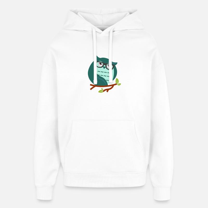 Cartoon-Eule mit schicke Brille - Oversized Unisex Hoodie von Stanley/Stella - Weiß