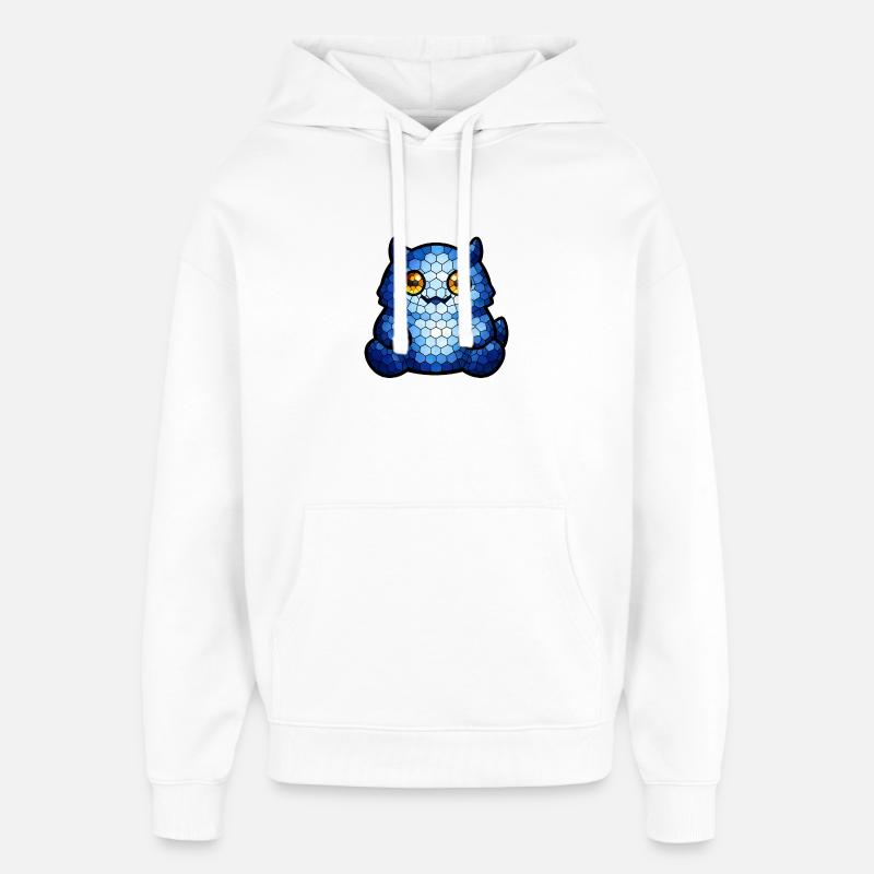 Œil bleu de chat mosaïque - Sweat à capuche unisexe Stanley/Stella Oversized - blanc
