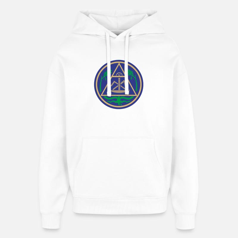 51195_Zimmerer Emblème géométrique du triangle - Sweat à capuche unisexe Stanley/Stella Oversized - blanc