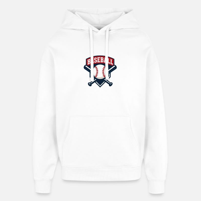 Emblème de baseball avec balle - Sweat à capuche unisexe Stanley/Stella Oversized - blanc