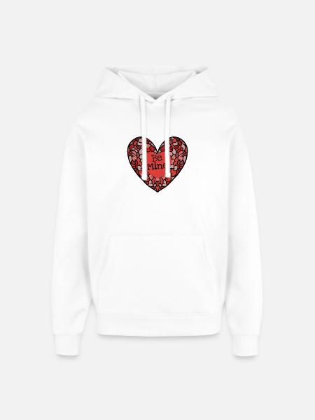 Be Mine Intricate Heart Mosaic - Oversized Unisex Hoodie by Stanley/Stella - white