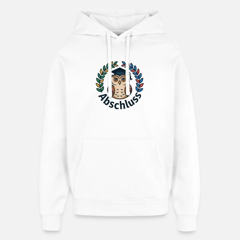 Abschluss-Eule mit Kranz und Mütze - Oversized Unisex Hoodie von Stanley/Stella - Weiß