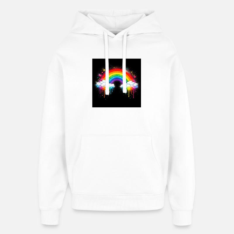 Regenbogenwolke Graffiti-Drop - Oversized Unisex Hoodie von Stanley/Stella - Weiß