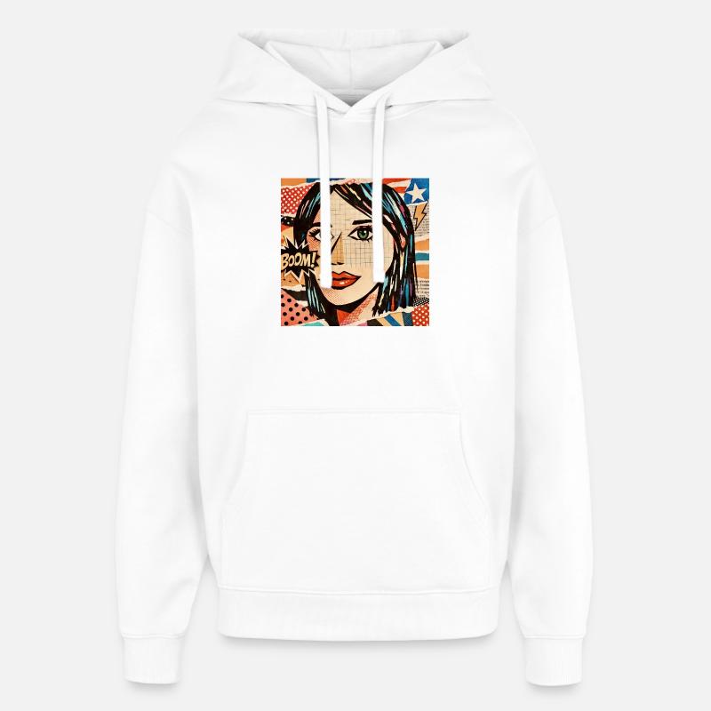 Face Pop Art Boom Collage - Sweat à capuche unisexe Stanley/Stella Oversized - blanc