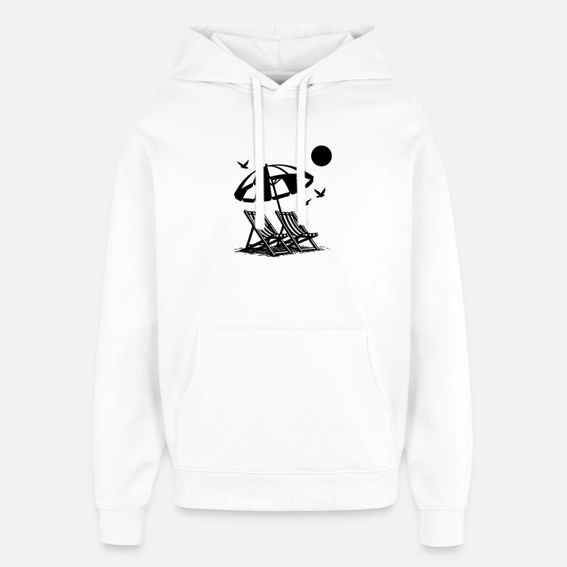 Strandurlaub mit Liegestühlen unter Sonnenschirm - Oversized Unisex Hoodie von Stanley/Stella - Weiß