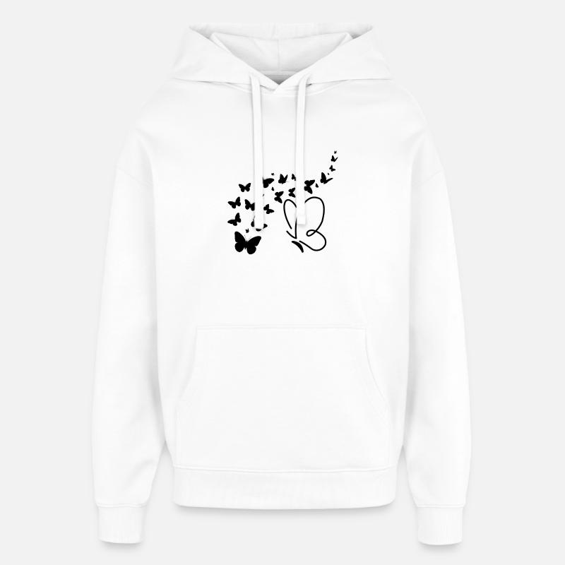 Papillon envol  - Sweat à capuche unisexe Stanley/Stella Oversized - blanc