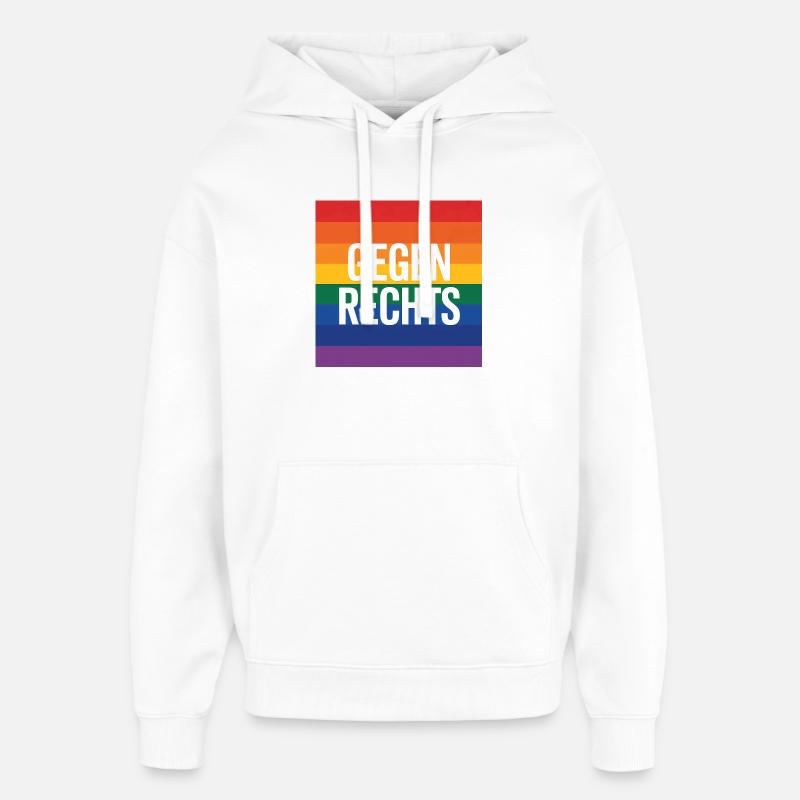 Gegen Rechts - Antifa Regenbogen Tee - Oversized Unisex Hoodie von Stanley/Stella - Weiß