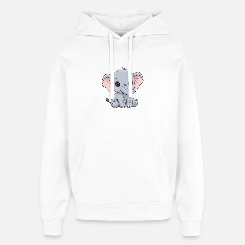Dessin animé câlin bébé éléphant - Sweat à capuche unisexe Stanley/Stella Oversized - blanc