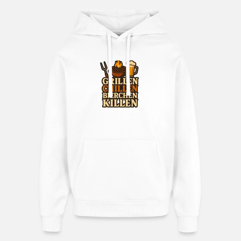 Griller, refroidir puis tuer des bières - Sweat à capuche unisexe Stanley/Stella Oversized - blanc