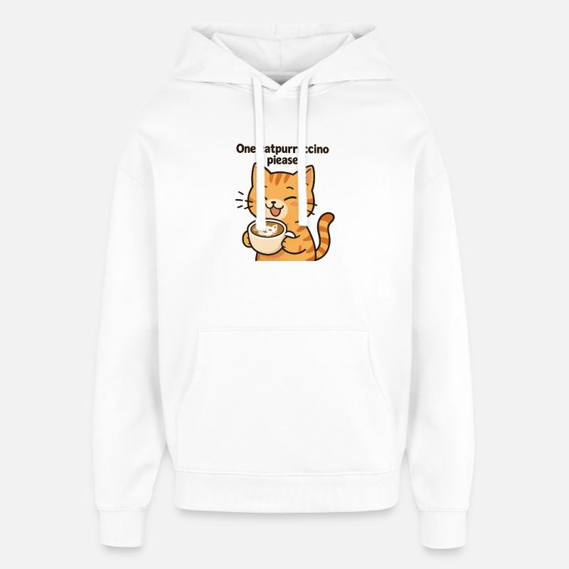 Chat Coffee Purrrfreunde - Sweat à capuche unisexe Stanley/Stella Oversized - blanc