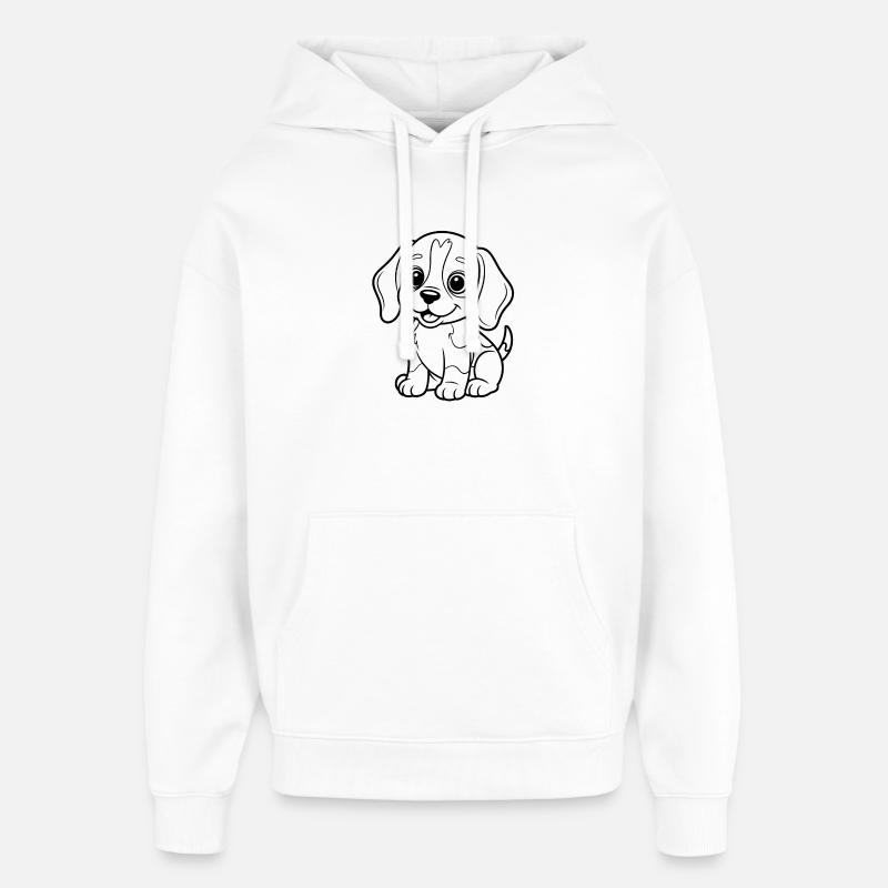 Chiot croquis mignon - Sweat à capuche unisexe Stanley/Stella Oversized - blanc
