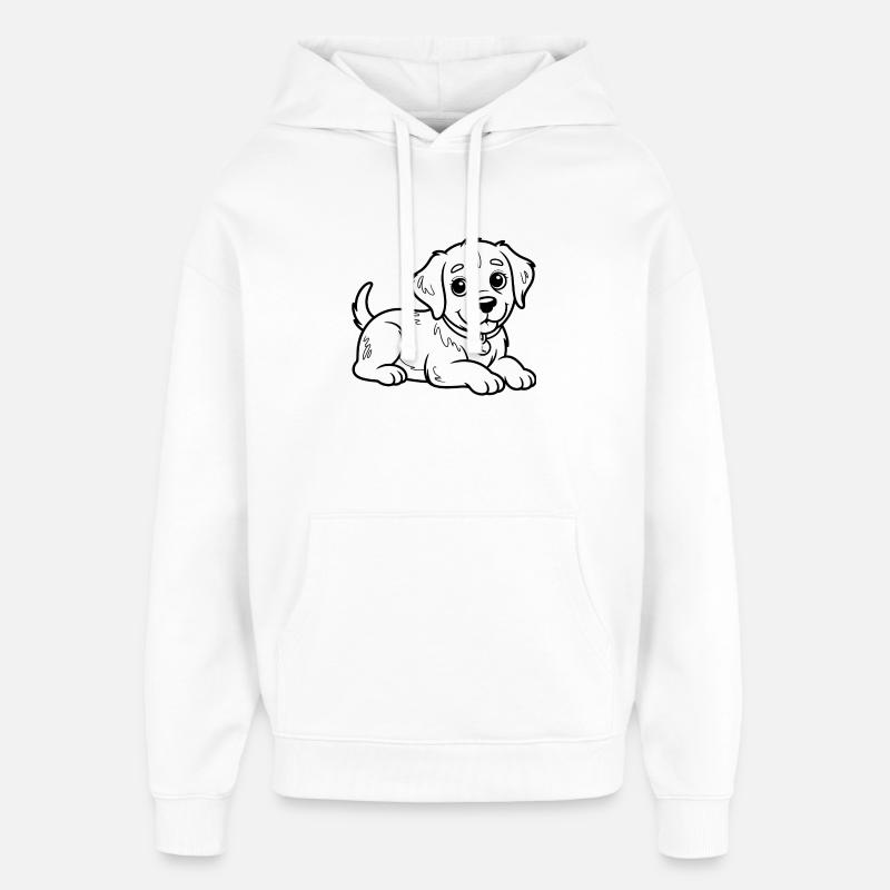 Petit chien en dessin de lin - Sweat à capuche unisexe Stanley/Stella Oversized - blanc