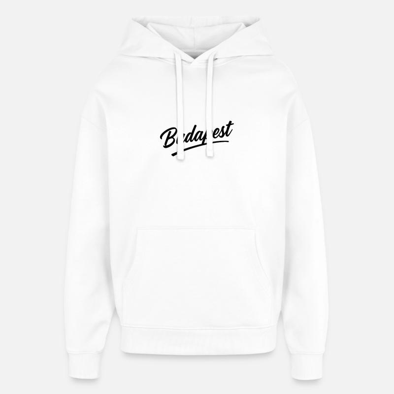Budapest Script Schriftzug Reise-Souvenir - Oversized Unisex Hoodie von Stanley/Stella - Weiß