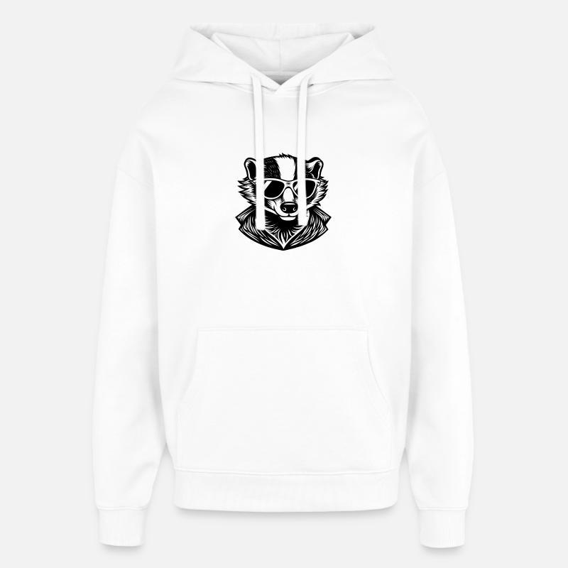 Blaireau en lunettes de soleil - Sweat à capuche unisexe Stanley/Stella Oversized - blanc