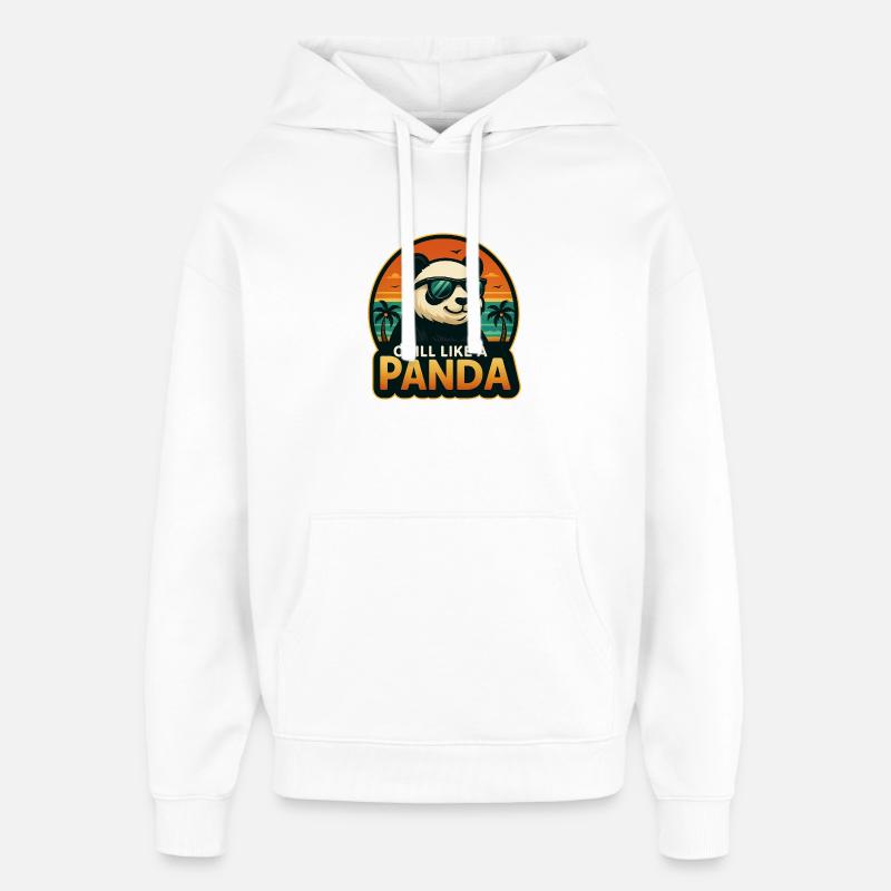 Détendez-vous comme un panda - Sweat à capuche unisexe Stanley/Stella Oversized - blanc