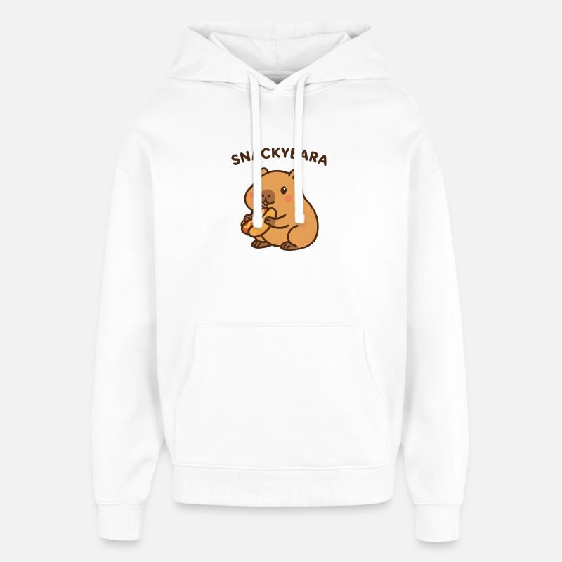 Snackybara - Capybara avec hot-dog - Sweat à capuche unisexe Stanley/Stella Oversized - blanc