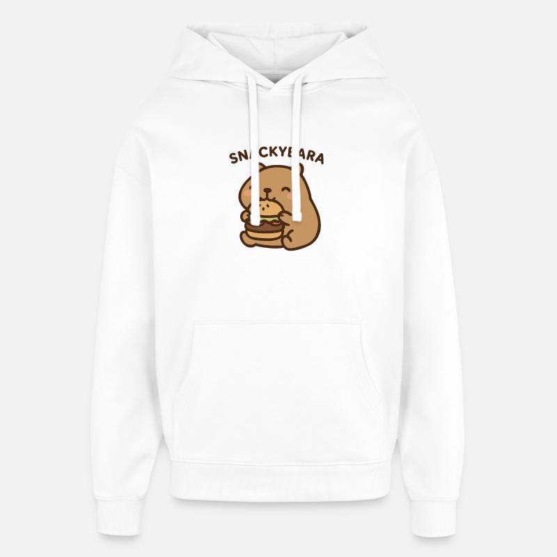 Snackybara - Capybara avec burger - Sweat à capuche unisexe Stanley/Stella Oversized - blanc