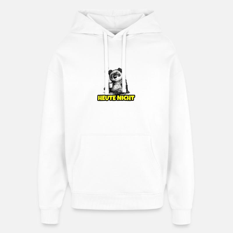 Not Today – Grumpy Bear with Coffee (Sketch) - Oversized Unisex Hoodie by Stanley/Stella - white