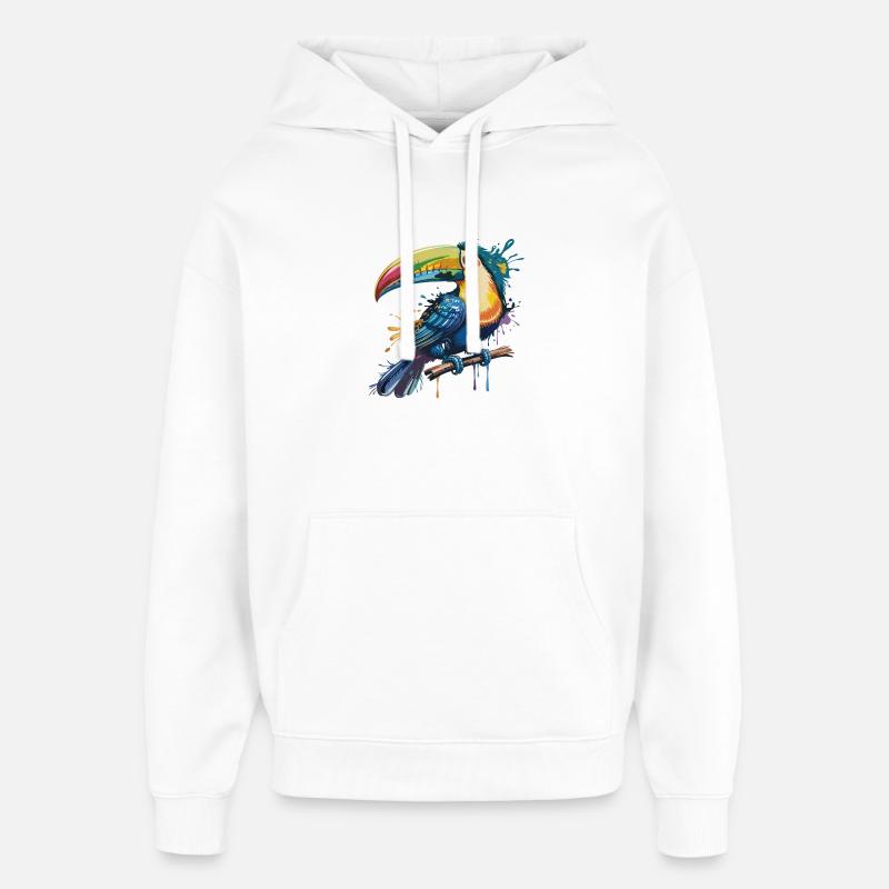 Bunter Tukan Farbexplosion - Oversized Unisex Hoodie von Stanley/Stella - Weiß