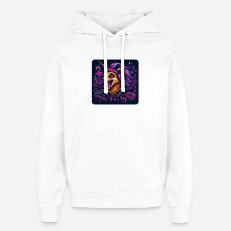 Erdmännchen Einhorn Party - Oversized Unisex Hoodie von Stanley/Stella - Weiß
