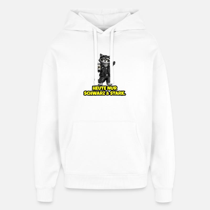 Aujourd’hui, seulement Black & Strong – Rock Waschbär - Sweat à capuche unisexe Stanley/Stella Oversized - blanc