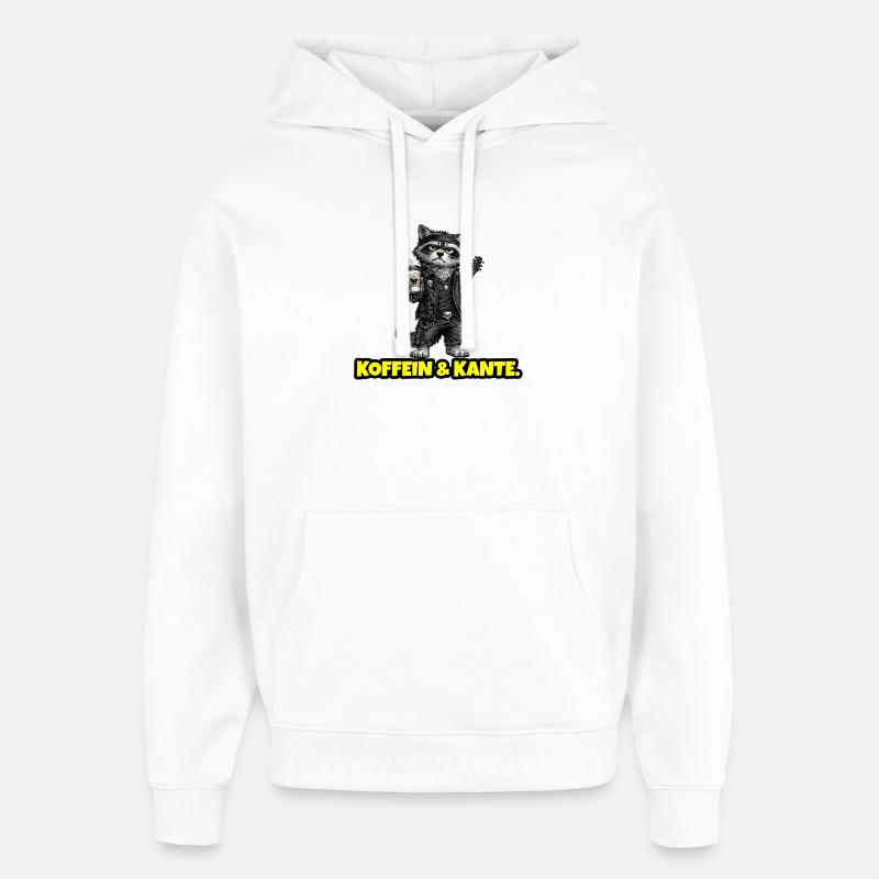 Caféine & Edge – Rock Raccoon (Sketch) - Sweat à capuche unisexe Stanley/Stella Oversized - blanc