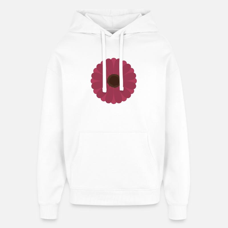 Pink Gerbera Bloom Pattern - Oversized Unisex Hoodie by Stanley/Stella - white