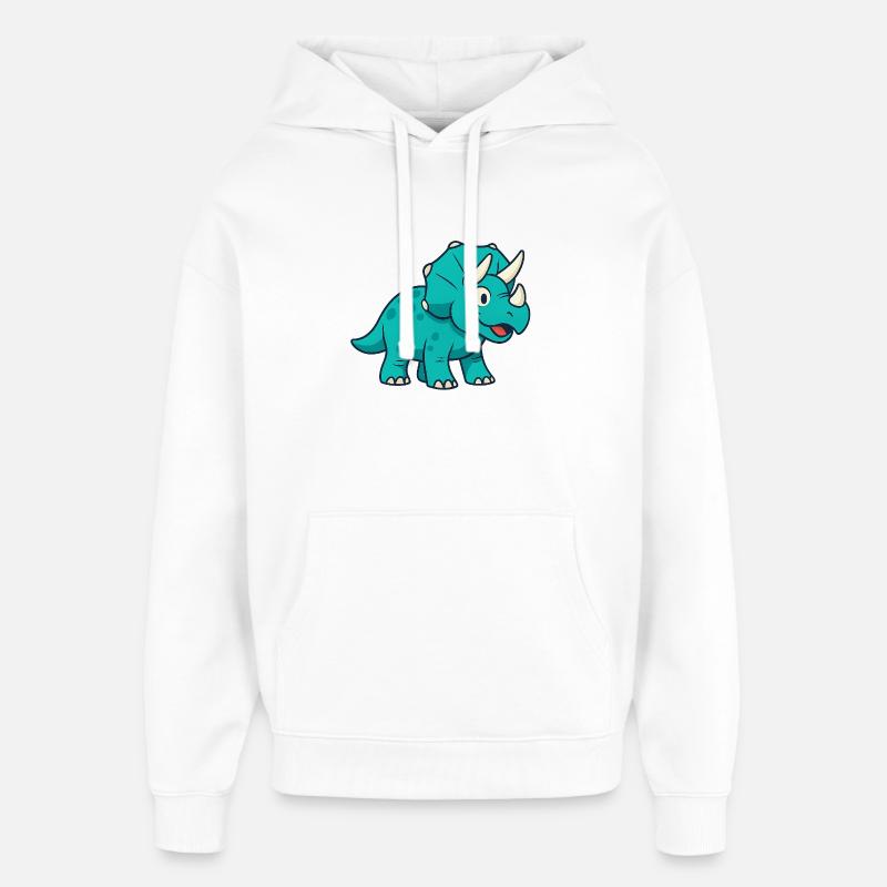 Le joyeux Dino Triceratops - Sweat à capuche unisexe Stanley/Stella Oversized - blanc