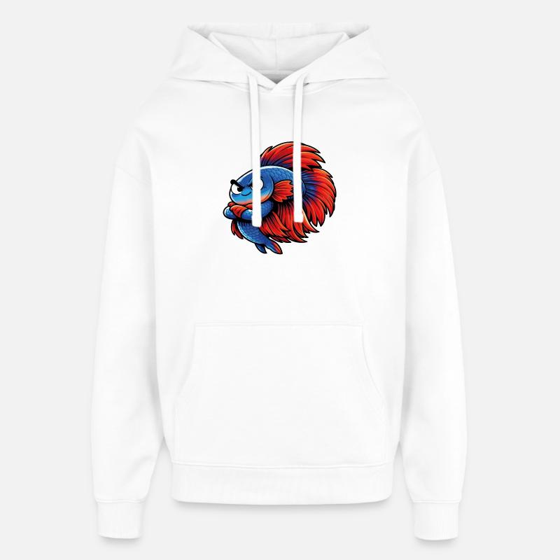 Betta bleu rouge - Sweat à capuche unisexe Stanley/Stella Oversized - blanc