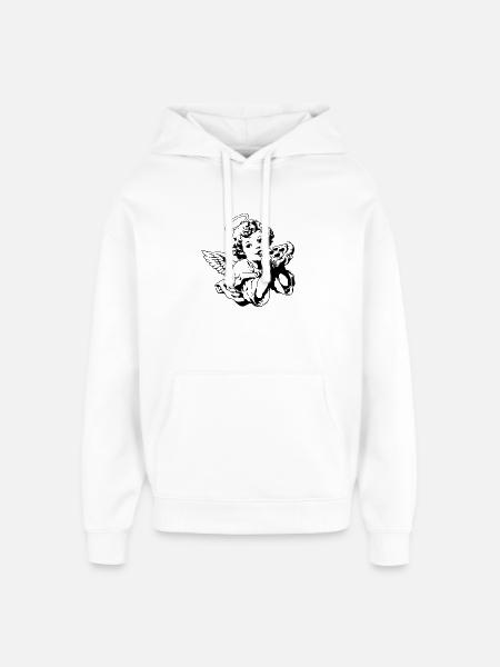 Pizza Angel – Cherub with pizza slice - Oversized Unisex Hoodie by Stanley/Stella - white