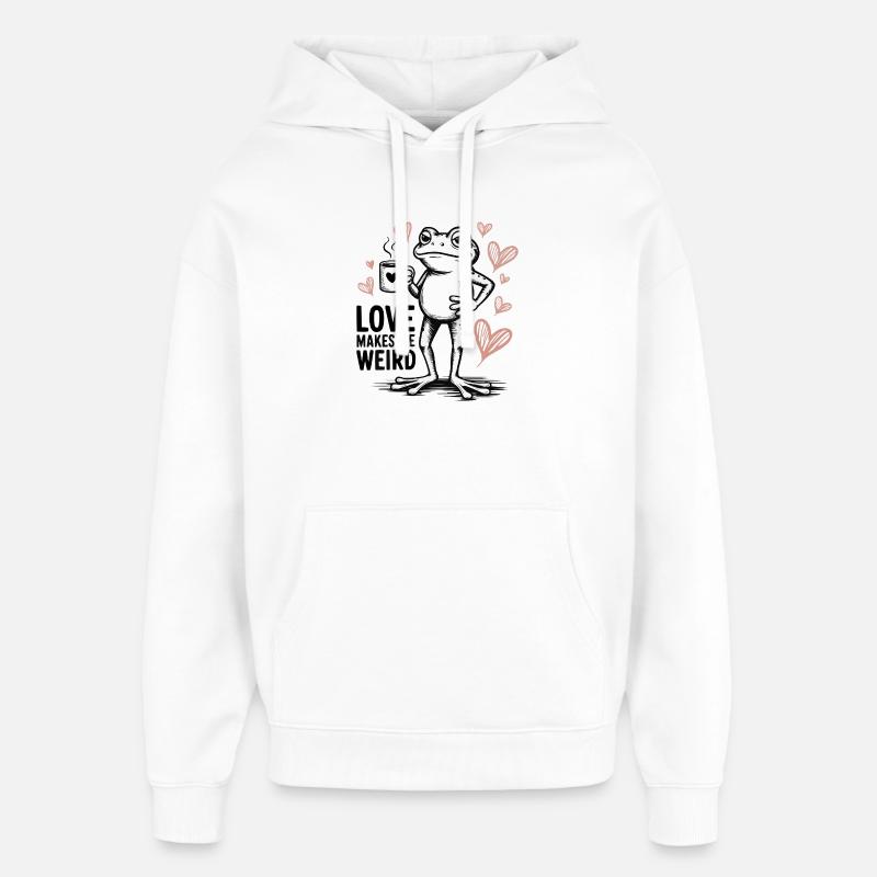 L’amour me rend bizarre, grenouille - Sweat à capuche unisexe Stanley/Stella Oversized - blanc